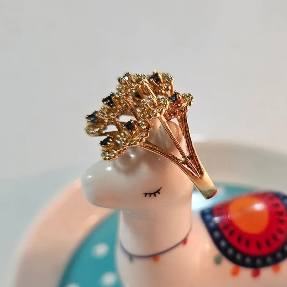 14k Gold Sapphire & Diamond Cocktail Ring